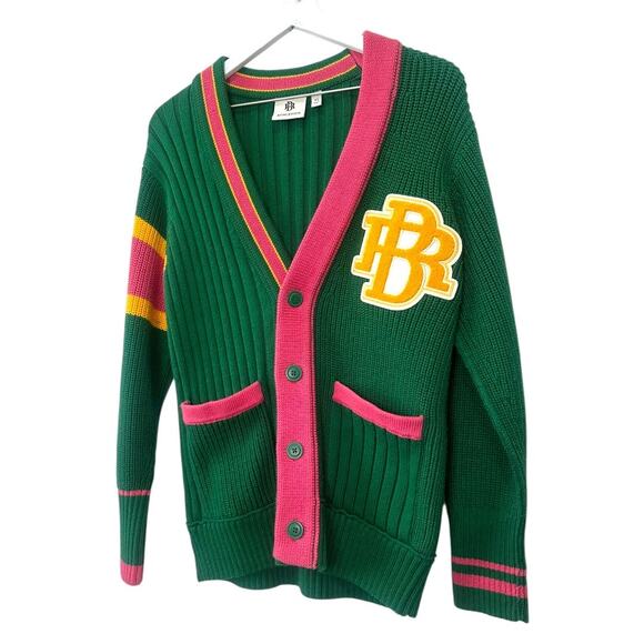 Banana Republic Athletics Varsity Logo Cardigan Green Pink Yellow Size XS - Picture 5 of 10